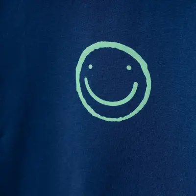 Bebolly Unisex Sweatshirt Gülenyüz Baskılı Lacivert - 3