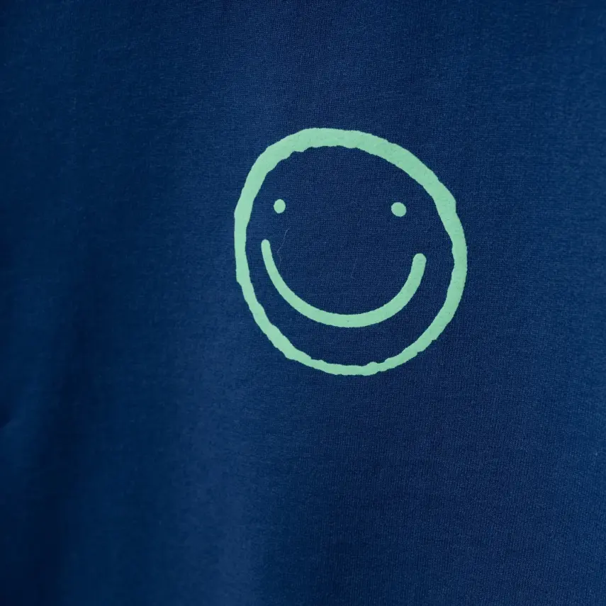 Bebolly Unisex Sweatshirt Gülenyüz Baskılı Lacivert - 3