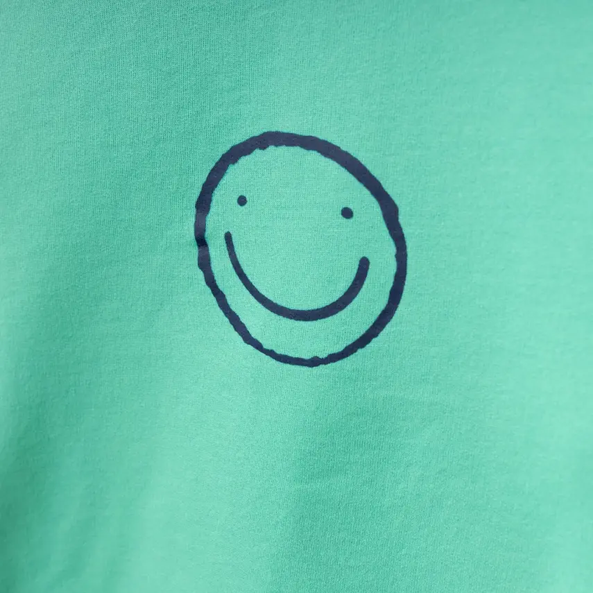 Bebolly Unisex Sweatshirt Gülenyüz Baskılı Mint - 3