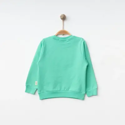 Bebolly Unisex Sweatshirt Gülenyüz Baskılı Mint - 2