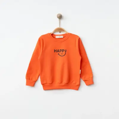 Bebolly Unisex Sweatshirt Happy Baskılı Mercan - 5