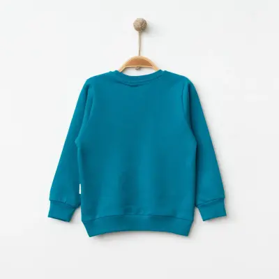 Bebolly Unisex Sweatshirt Happy Baskılı Turkuaz - 6