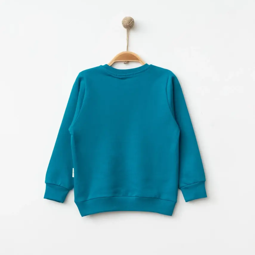 Bebolly Unisex Sweatshirt Happy Baskılı Turkuaz - 6