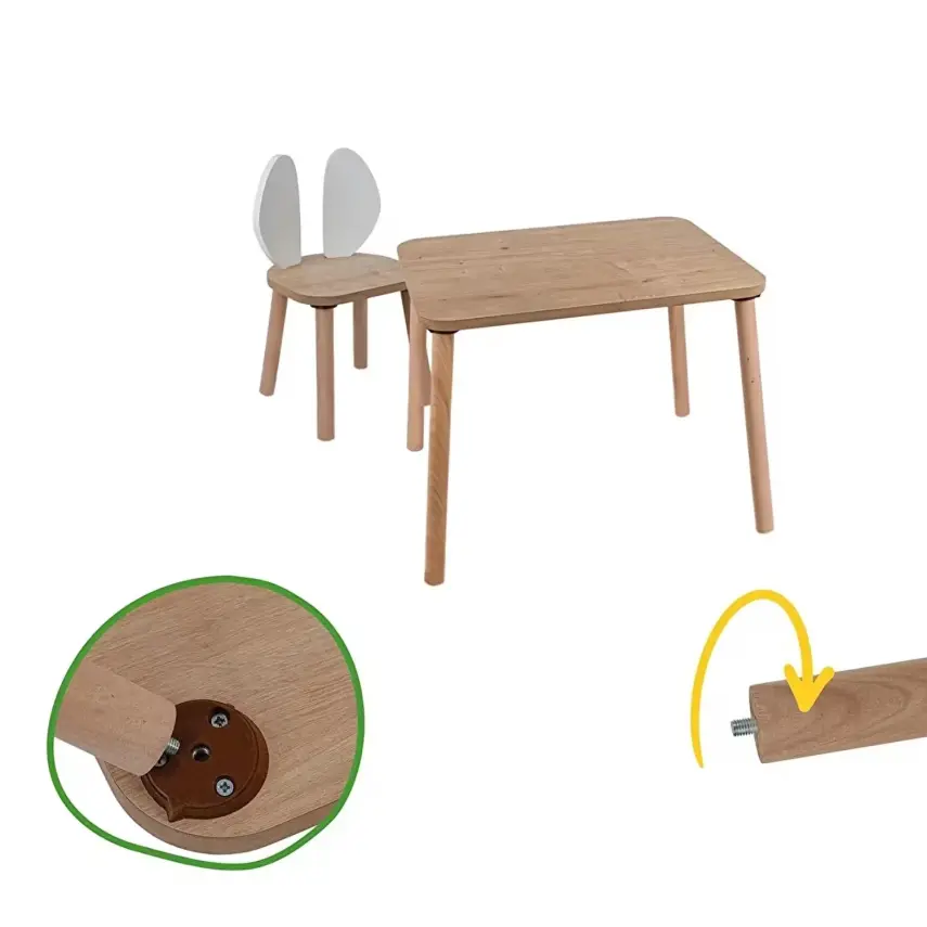 Bee Smart 2 Sandalyeli Masa Seti Safir Meşe - 3