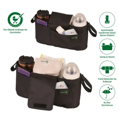Been Tüm Bebek Arabaları ile Uyumlu Portatif Organizer Çanta - 2