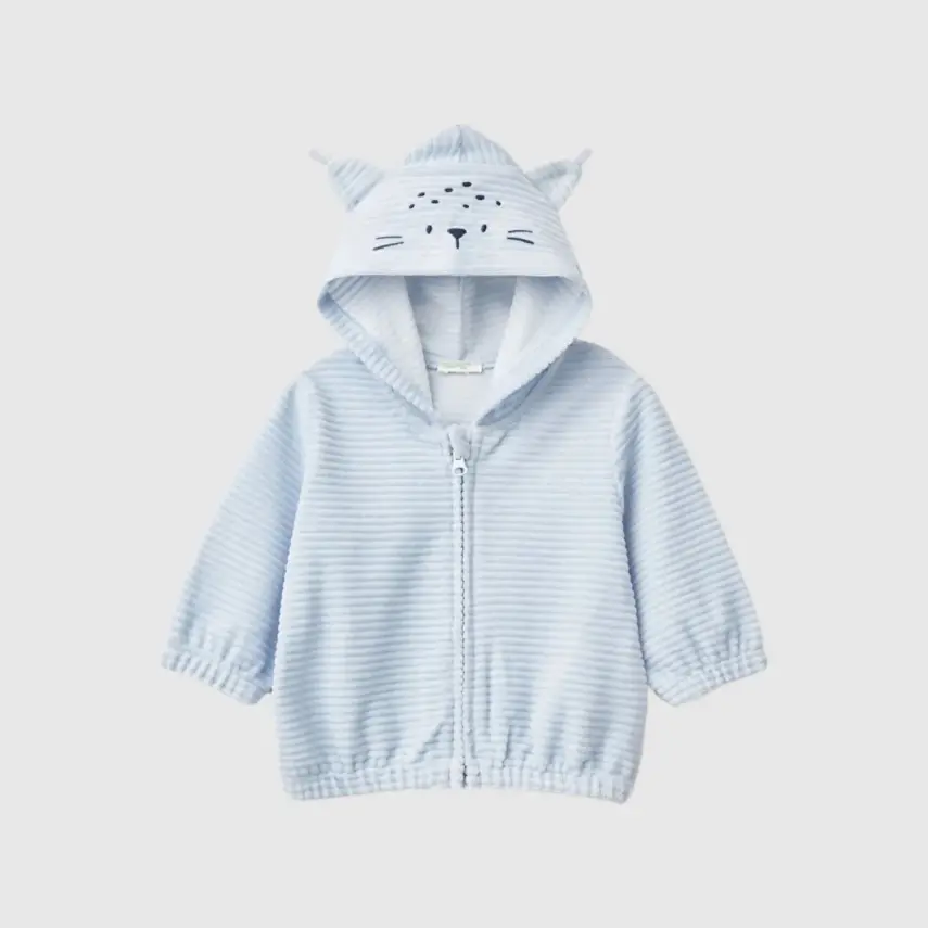 Benetton Erkek Bebek Ceket Kapüşonlu Mavi - 4