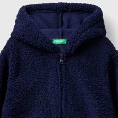Benetton Fermuarlı Ve Kapüşonlu Erkek Bebek Sweatshirt Lacivert - 2