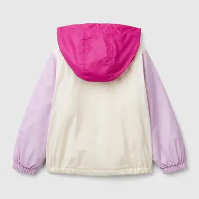 Benetton Fermuarlı Ve Kapüşonlu Kız Çocuk Yağmurluk Beyaz - 2
