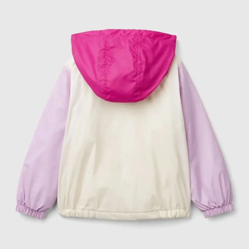 Benetton Fermuarlı Ve Kapüşonlu Kız Çocuk Yağmurluk Beyaz - 2