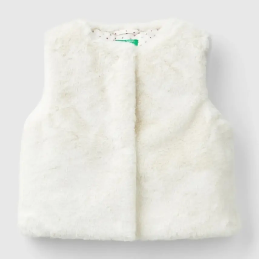 Benetton Kız Bebek Yelek Krem - 3