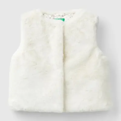 Benetton Kız Bebek Yelek Krem - 7