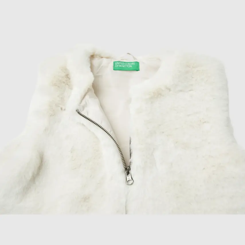 Benetton Kız Çocuk Yelek Krem - 5