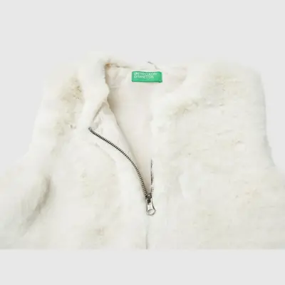 Benetton Kız Çocuk Yelek Krem - 6