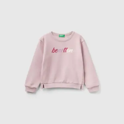 Benetton Sweatshirt Bisiklet Yaka Açık Pembe - 2
