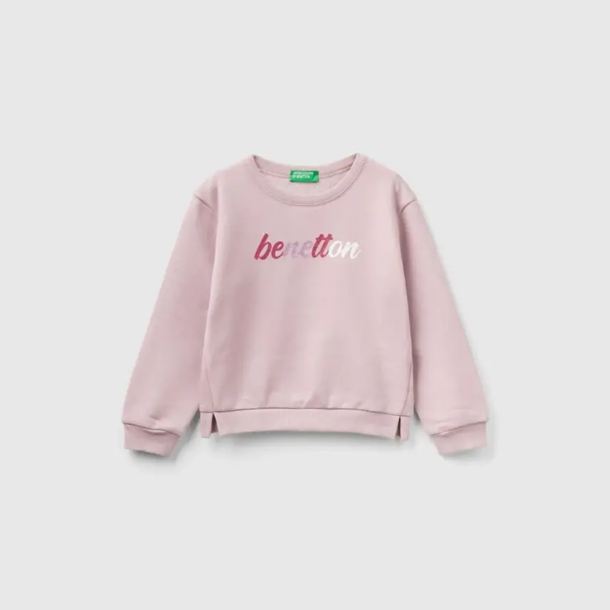 Benetton Sweatshirt Bisiklet Yaka Açık Pembe - 2