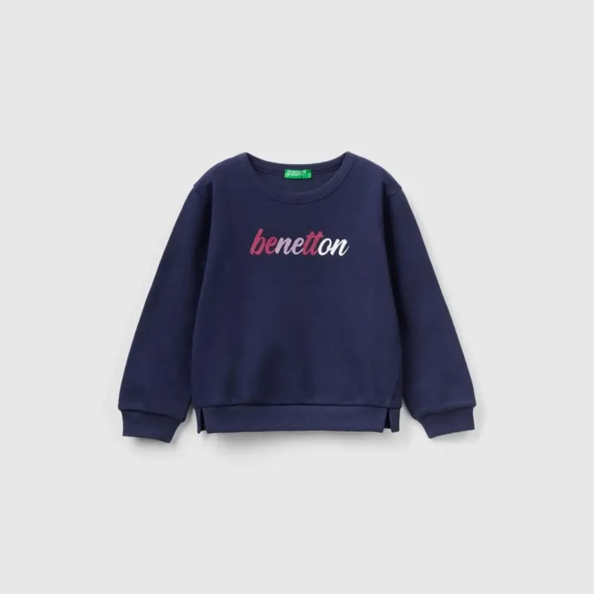 Benetton Sweatshirt Bisiklet Yaka Lacivert - 1