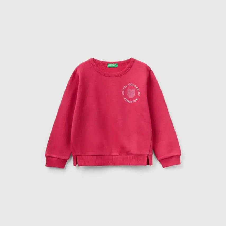 Benetton Sweatshirt Bisiklet Yaka Vişne Çürüğü - 5