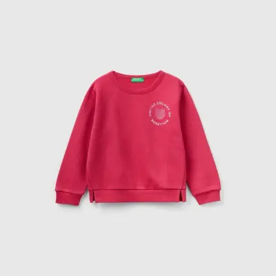 Benetton Sweatshirt Bisiklet Yaka Vişne Çürüğü - 7