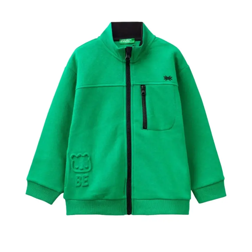 Benetton Sweatshirt Cepli Yeşil - 1