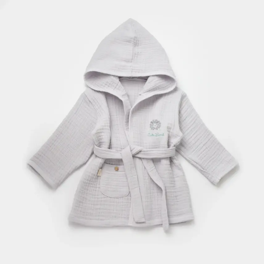 Bibaby Bebek Bornozu Lamb Friends Gri - 1