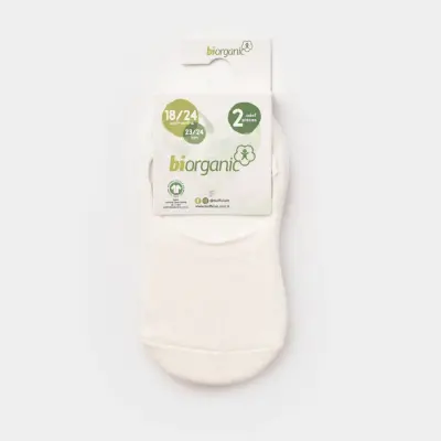 Bibaby Erkek Organik Babet Çorap 2li Basic Beyaz - Ekru - 3