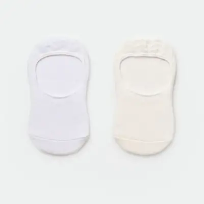 Bibaby Erkek Organik Babet Çorap 2li Basic Beyaz - Ekru 