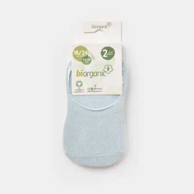 Bibaby Erkek Organik Babet Çorap 2li Basic Mavi - Ekru - 12