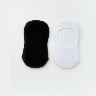 Bibaby Erkek Organik Babet Çorap 2li Basic Siyah - Beyaz - 6