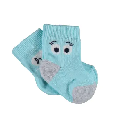Bibaby Erkek Organik Çorap Soket 2li Hi Ekru - Mint - 4
