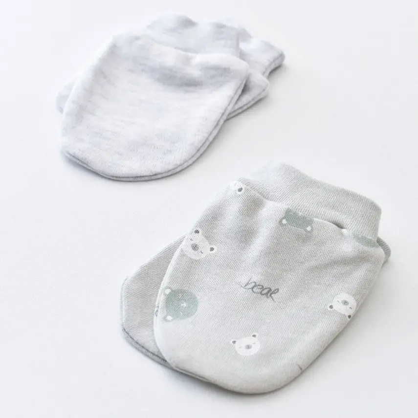 Bibaby Erkek Organik Eldiven 2li Hug Me Bear Kar Melanj - 5