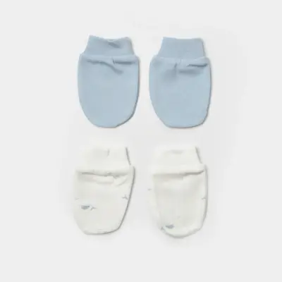Bibaby Erkek Organik Eldiven 2li Sun Lets Sail Ekru - Mavi