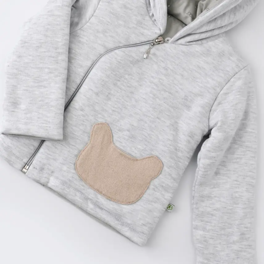 Bibaby Erkek Organik Hırka Hug Me Bear Kar Melanj - 4