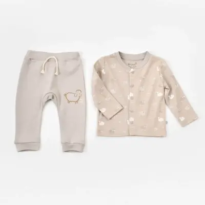 Bibaby Erkek Organik Pijama Takımı Curly Sheep Bej