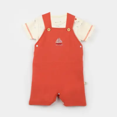 Bibaby Erkek Organik Salopet Sun Lets Sail Ekru - Mavi