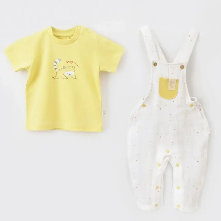 Bibaby Erkek Organik Salopet Tulum Baby Racoon Lemon Gross Vanilla Ice - 1
