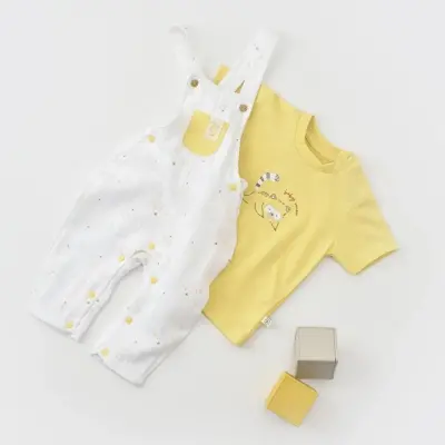 Bibaby Erkek Organik Salopet Tulum Baby Racoon Lemon Gross Vanilla Ice - 4