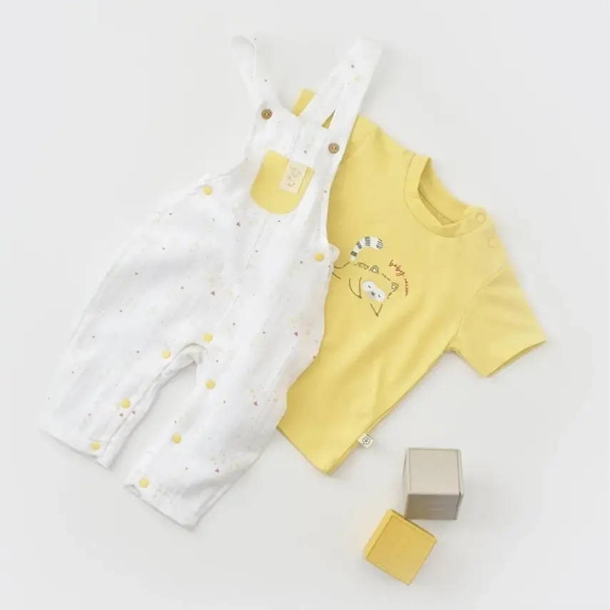 Bibaby Erkek Organik Salopet Tulum Baby Racoon Lemon Gross Vanilla Ice - 4