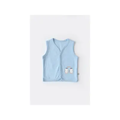 Bibaby Erkek Organik Yelek Hello New Penguins Mavi