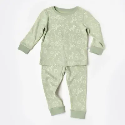 Bibaby Erkek Pijama Takımı Zoo Is Good Lime Cream