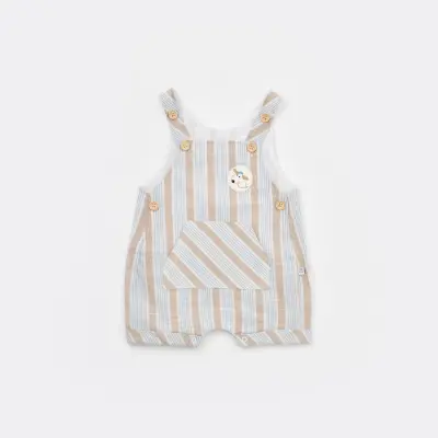 Bibaby Erkek Salopet Tulum Stripe Sytle Bej - Mavi - 10