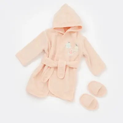 Bibaby Kız Bornoz Takımı Happy Fruits Somon