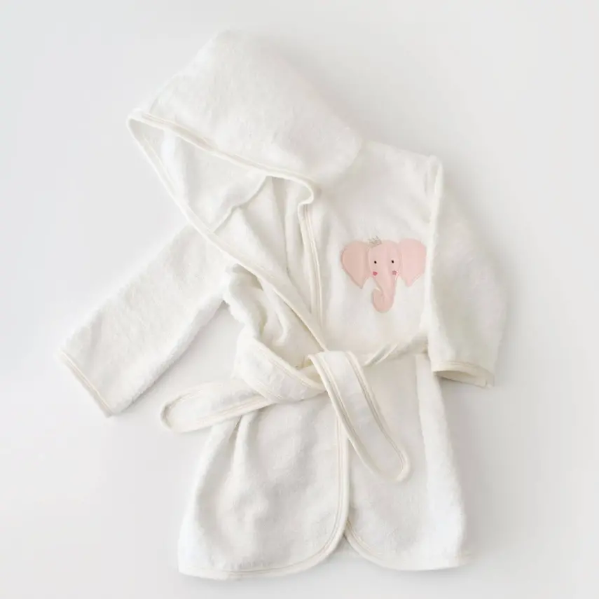 Bibaby Kız Bornoz Takımı Princess Elephant Ekru - Pembe - 2