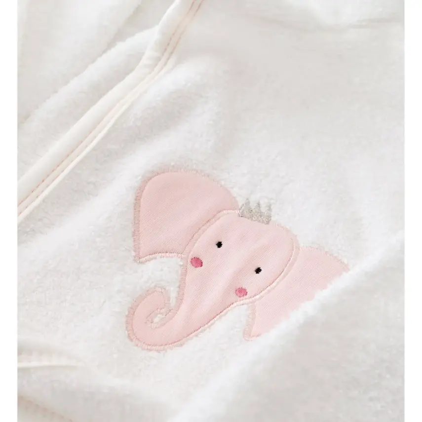 Bibaby Kız Bornoz Takımı Princess Elephant Ekru - Pembe - 6