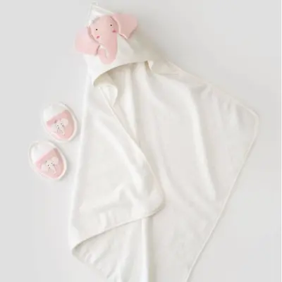 Bibaby Kız Bornoz Takımı Princess Elephant Ekru - Pembe - 10