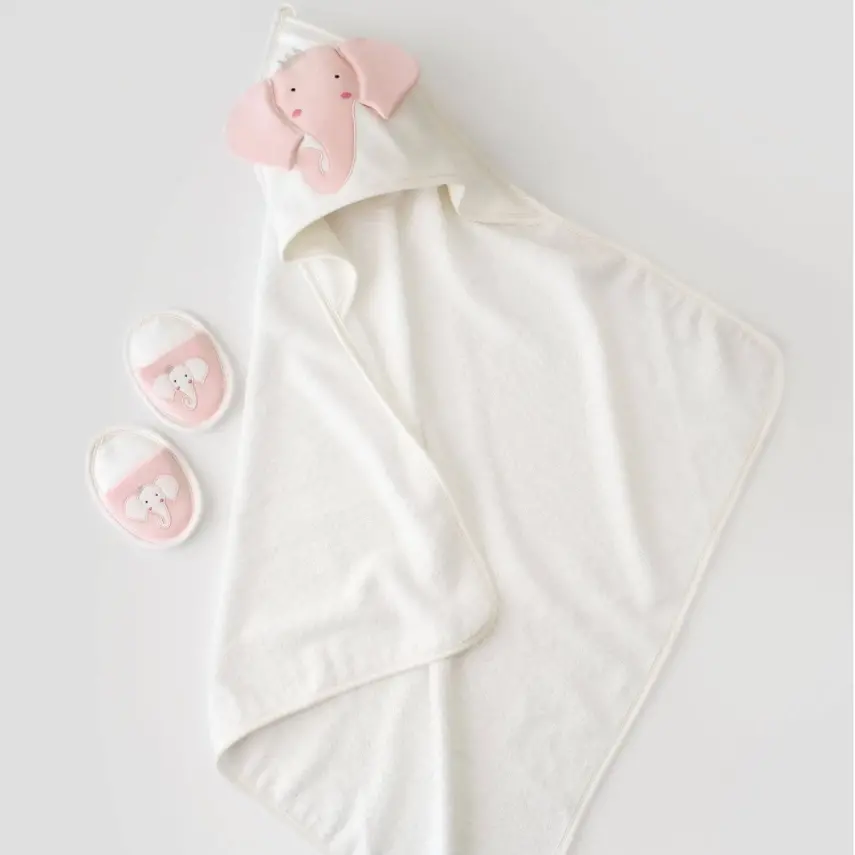 Bibaby Kız Bornoz Takımı Princess Elephant Ekru - Pembe - 10