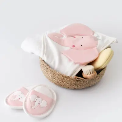 Bibaby Kız Bornoz Takımı Princess Elephant Ekru - Pembe - 9