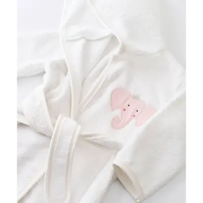 Bibaby Kız Bornoz Takımı Princess Elephant Ekru - Pembe - 3