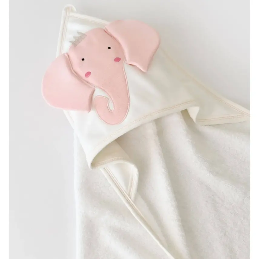 Bibaby Kız Bornoz Takımı Princess Elephant Ekru - Pembe - 4