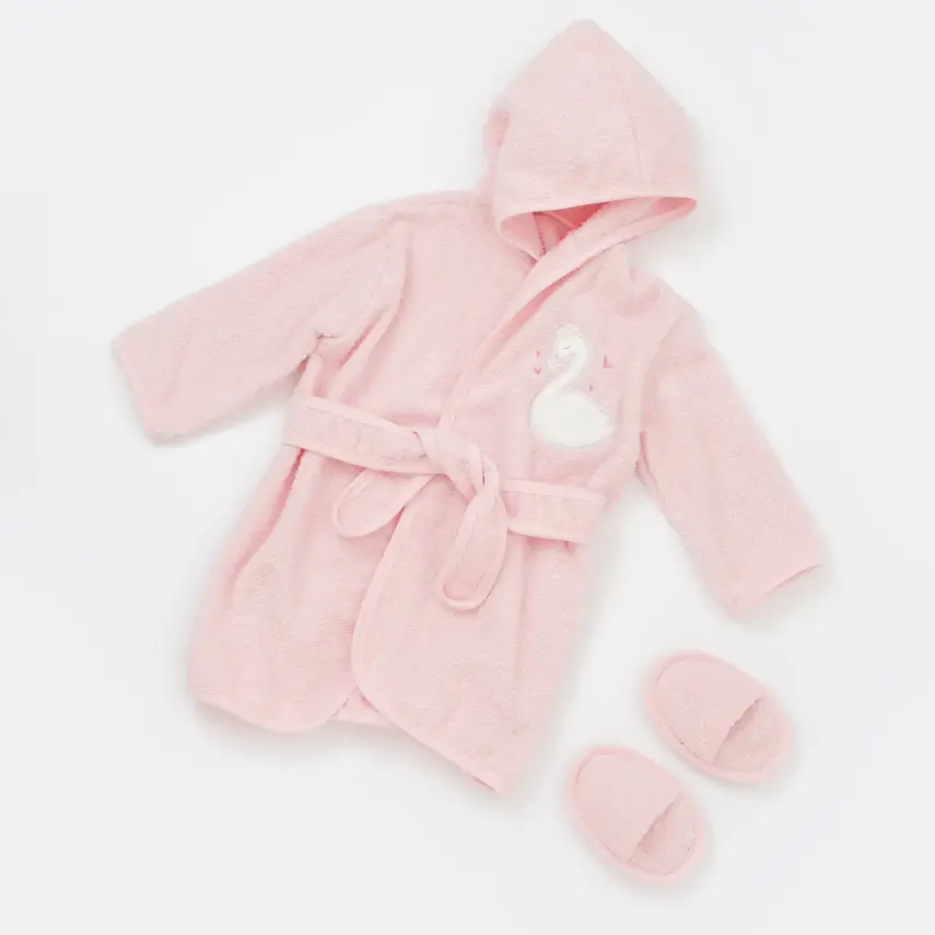 Bibaby Kız Bornoz Takımı Swan Pembe - 1