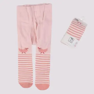 Bibaby Kız Çorap Külotlu Desenli Pembe - Kuş 